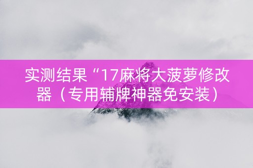 实测结果“17麻将大菠萝修改器（专用辅牌神器免安装）