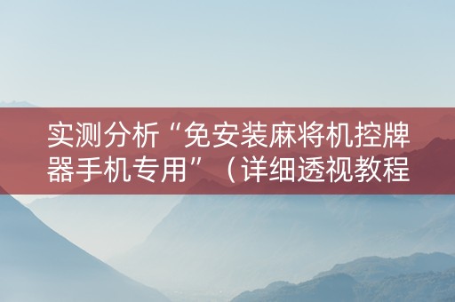 实测分析“免安装麻将机控牌器手机专用”（详细透视教程）-哔哩哔哩