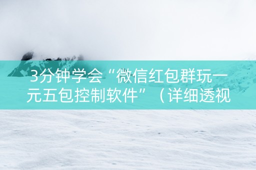 3分钟学会“微信红包群玩一元五包控制软件”（详细透视教程）-哔哩哔哩