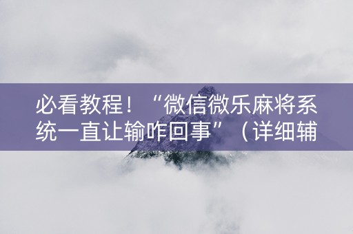 必看教程！“微信微乐麻将系统一直让输咋回事”（详细辅助教程）-哔哩哔哩