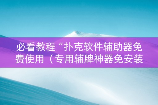 必看教程“扑克软件辅助器免费使用（专用辅牌神器免安装）