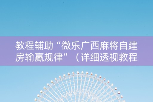 教程辅助“微乐广西麻将自建房输赢规律”（详细透视教程）-哔哩哔哩