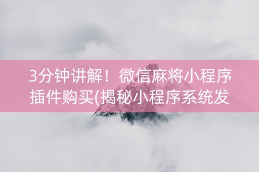 3分钟讲解！微信麻将小程序插件购买(揭秘小程序系统发好牌)