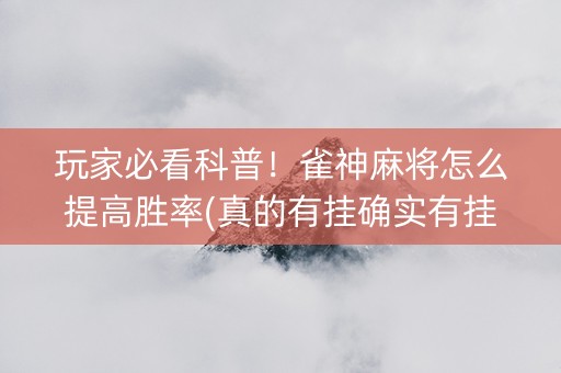 玩家必看科普！雀神麻将怎么提高胜率(真的有挂确实有挂)