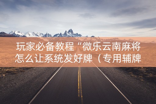 玩家必备教程“微乐云南麻将怎么让系统发好牌（专用辅牌神器免安装）