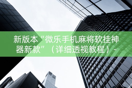 新版本“微乐手机麻将软挂神器新款”（详细透视教程）-哔哩哔哩