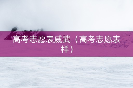 高考志愿表威武（高考志愿表样）