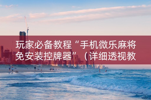 玩家必备教程“手机微乐麻将免安装控牌器”（详细透视教程）-哔哩哔哩