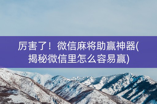 厉害了！微信麻将助赢神器(揭秘微信里怎么容易赢)