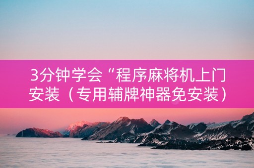 3分钟学会“程序麻将机上门安装（专用辅牌神器免安装）