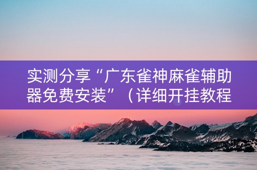 实测分享“广东雀神麻雀辅助器免费安装”（详细开挂教程）-哔哩哔哩