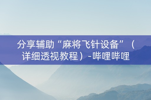 分享辅助“麻将飞针设备”（详细透视教程）-哔哩哔哩