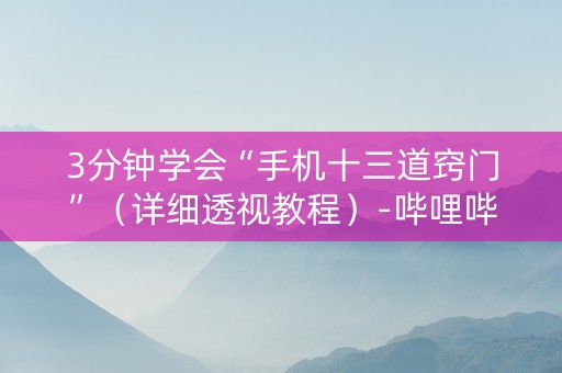 3分钟学会“手机十三道窍门”（详细透视教程）-哔哩哔哩