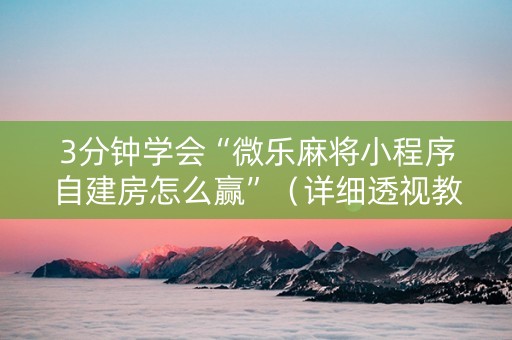 3分钟学会“微乐麻将小程序自建房怎么赢”（详细透视教程）-哔哩哔哩