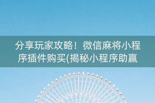分享玩家攻略！微信麻将小程序插件购买(揭秘小程序助赢神器购买)