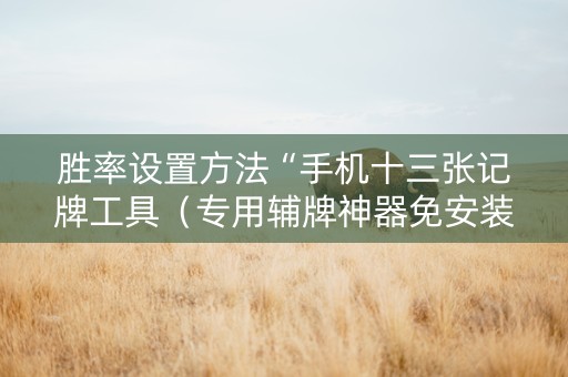 胜率设置方法“手机十三张记牌工具（专用辅牌神器免安装）
