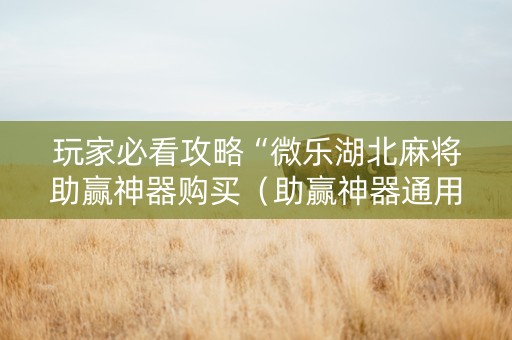 玩家必看攻略“微乐湖北麻将助赢神器购买（助赢神器通用版）