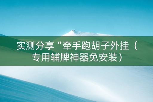 实测分享“牵手跑胡子外挂（专用辅牌神器免安装）