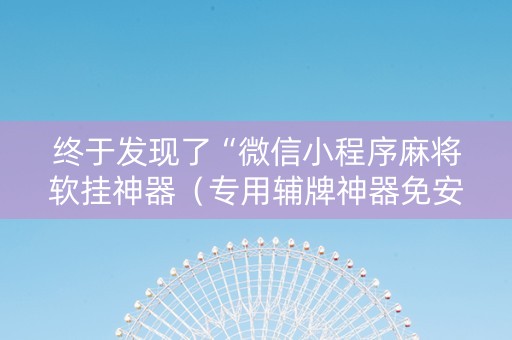 终于发现了“微信小程序麻将软挂神器（专用辅牌神器免安装）