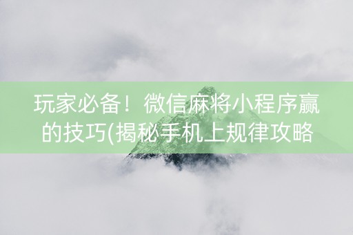玩家必备！微信麻将小程序赢的技巧(揭秘手机上规律攻略)