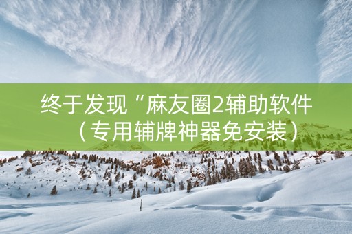 终于发现“麻友圈2辅助软件（专用辅牌神器免安装）