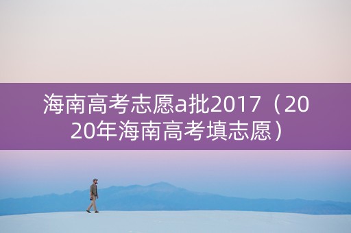 海南高考志愿a批2017（2020年海南高考填志愿）