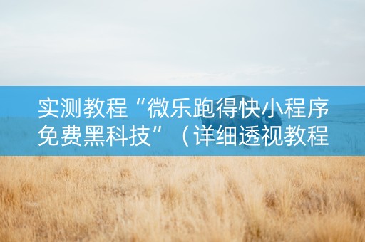 实测教程“微乐跑得快小程序免费黑科技”（详细透视教程）-哔哩哔哩