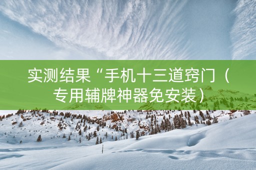 实测结果“手机十三道窍门（专用辅牌神器免安装）