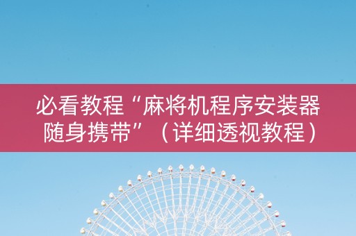 必看教程“麻将机程序安装器随身携带”（详细透视教程）-哔哩哔哩