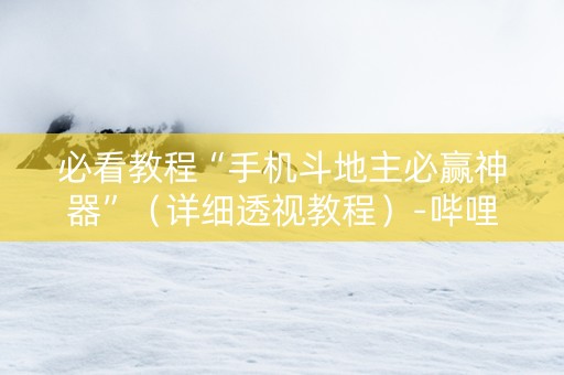 必看教程“手机斗地主必赢神器”（详细透视教程）-哔哩哔哩