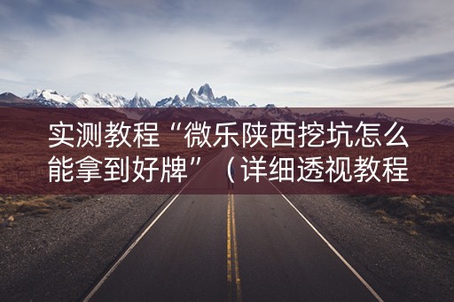 实测教程“微乐陕西挖坑怎么能拿到好牌”（详细透视教程）-哔哩哔哩