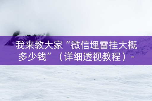 我来教大家“微信埋雷挂大概多少钱”（详细透视教程）-哔哩哔哩