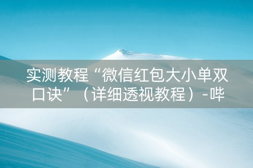 实测教程“微信红包大小单双口诀”（详细透视教程）-哔哩哔哩