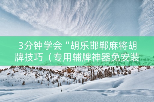 3分钟学会“胡乐邯郸麻将胡牌技巧（专用辅牌神器免安装）