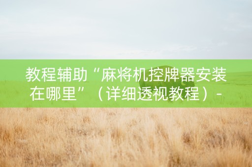 教程辅助“麻将机控牌器安装在哪里”（详细透视教程）-哔哩哔哩