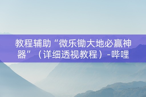 教程辅助“微乐锄大地必赢神器”（详细透视教程）-哔哩哔哩