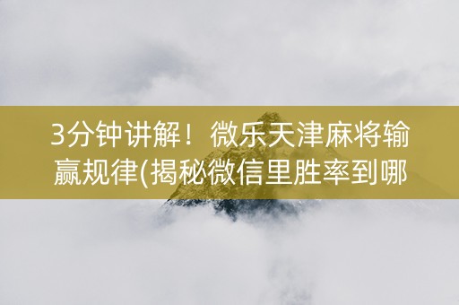 3分钟讲解！微乐天津麻将输赢规律(揭秘微信里胜率到哪调)