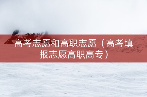 高考志愿和高职志愿（高考填报志愿高职高专）