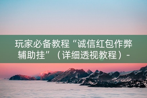 玩家必备教程“诚信红包作弊辅助挂”（详细透视教程）-哔哩哔哩