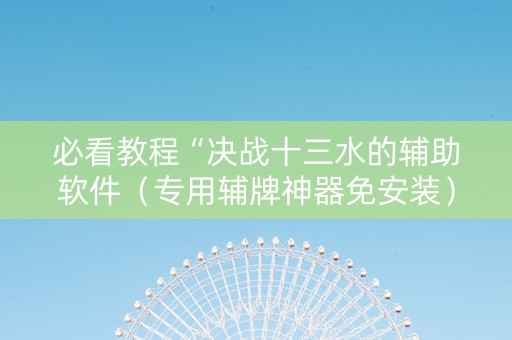 必看教程“决战十三水的辅助软件（专用辅牌神器免安装）