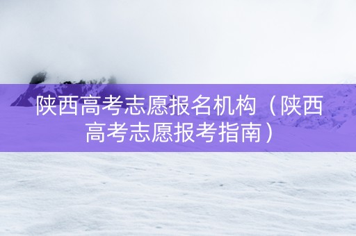 陕西高考志愿报名机构（陕西高考志愿报考指南）
