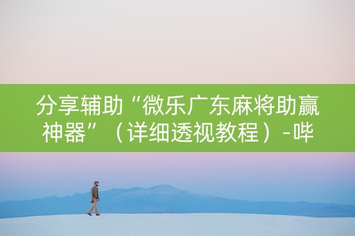 分享辅助“微乐广东麻将助赢神器”（详细透视教程）-哔哩哔哩