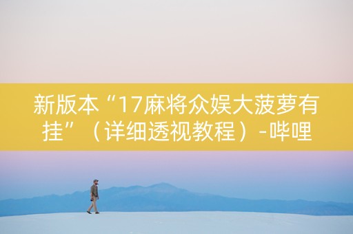新版本“17麻将众娱大菠萝有挂”（详细透视教程）-哔哩哔哩