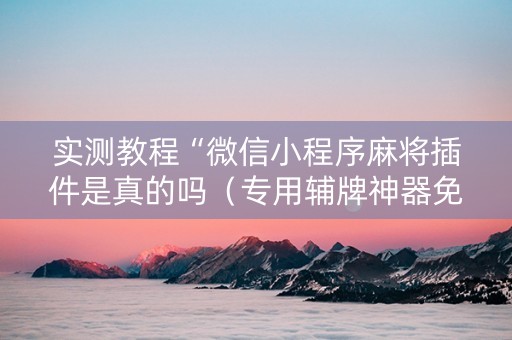 实测教程“微信小程序麻将插件是真的吗（专用辅牌神器免安装）