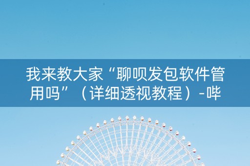 我来教大家“聊呗发包软件管用吗”（详细透视教程）-哔哩哔哩