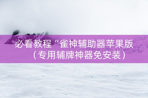 必看教程“雀神辅助器苹果版（专用辅牌神器免安装）