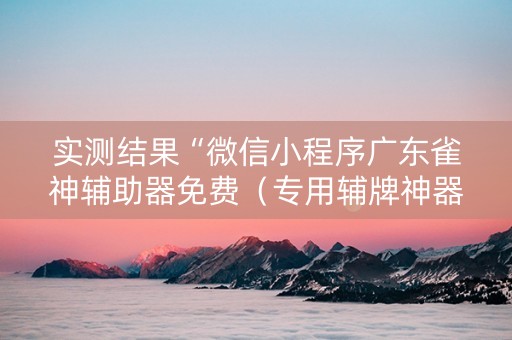 实测结果“微信小程序广东雀神辅助器免费（专用辅牌神器免安装）