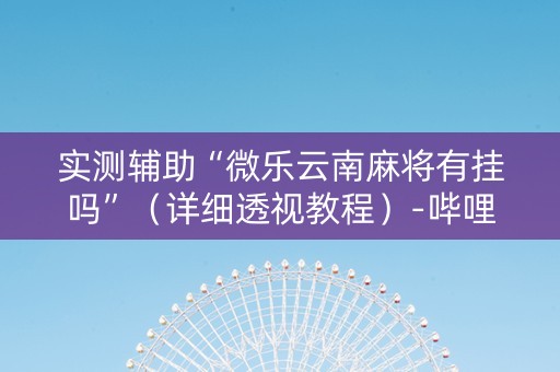 实测辅助“微乐云南麻将有挂吗”（详细透视教程）-哔哩哔哩