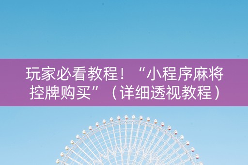 玩家必看教程！“小程序麻将控牌购买”（详细透视教程）-哔哩哔哩