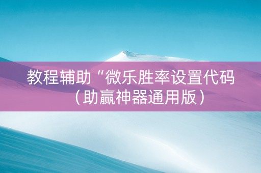 教程辅助“微乐胜率设置代码（助赢神器通用版）